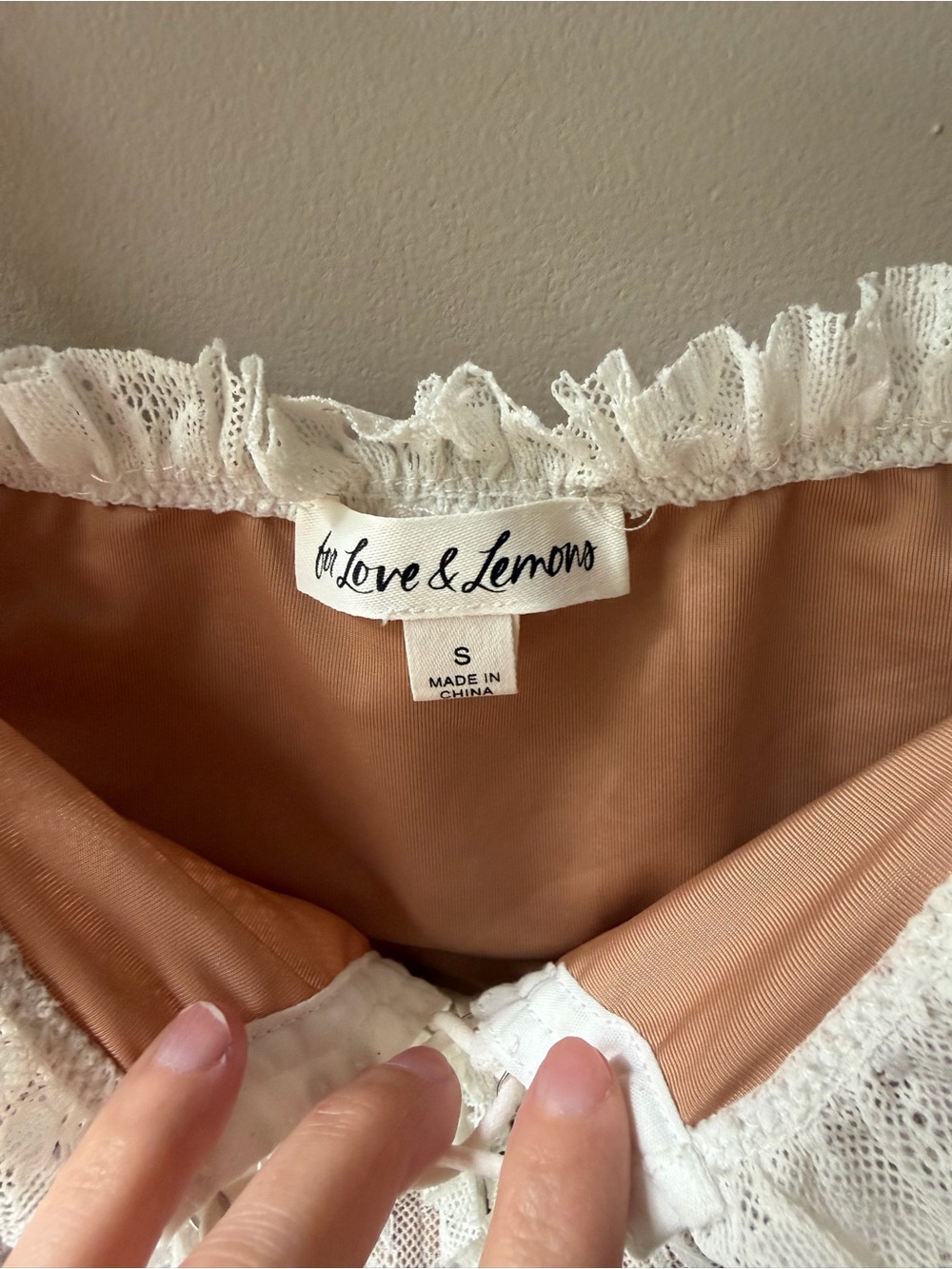 For Love and Lemons Fontaine White Nude Lace Bodysuit Thong Small - Picture 3 of 4